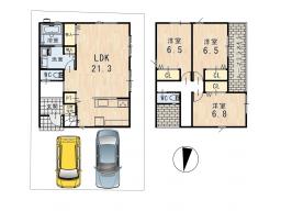 建築プラン例：3LDK、土地価格3290万円、土地面積139.94㎡、建物価格2156万円、建物面積99.37㎡