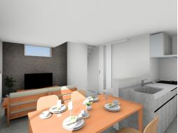 建物プラン例イメージパース（１号地）建物価格2604万円（地盤改良費・外構工事費・水道工事費は価格には含まれません。）建物面積87.90m2／26.58坪