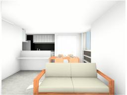 建物プラン例イメージパース（１号地）建物価格2604万円（地盤改良費・外構工事費・水道工事費は価格には含まれません。）建物面積87.90m2／26.58坪