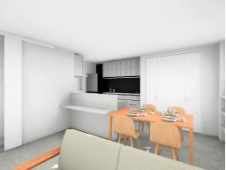 建物プラン例イメージパース（１号地）建物価格2604万円（地盤改良費・外構工事費・水道工事費は価格には含まれません。）建物面積87.90m2／26.58坪