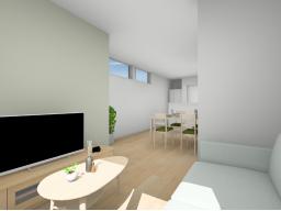 建物プラン例イメージパース（2号地）建物価格2393万円（地盤改良費・外構工事費・水道工事費は価格には含まれません。）建物面積80.52m2／24.35坪