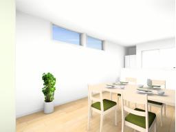 建物プラン例イメージパース（2号地）建物価格2393万円（地盤改良費・外構工事費・水道工事費は価格には含まれません。）建物面積80.52m2／24.35坪