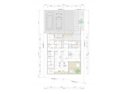 1階平面図　ゼロホームで建てる場合の外観予想図　建物面積約：130.16㎡　建物価格：3599万(税込)　※なお、上下水道工事・造成工事（土留め）・高基礎・地盤改良工事・外構工事・ポーチ前階段は含まれておりません。