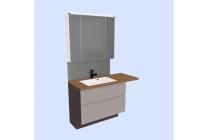 洗面化粧台：天板とボウルの継ぎ目が目立たない”シームアンダーボウル仕様”。段差もないので汚れが溜まりにくく、日々のお手入れも簡単＆スムーズ♪