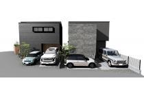 ゼロホームで建てる場合の外観予想図　画像右：3号地　建物面積約103.51㎡　建物価格2498万円(税込)　※なお、上下水道工事・造成工事（土留め）・高基礎・地盤改良工事・外構工事・ポーチ前階段は含まれておりません。