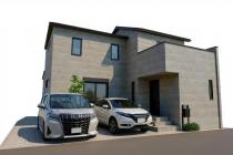 建物参考プラン例で建てた場合の完成イメージ(※掲載のＣＧパースは図面を基に描き起こしたもので実際とは多少異なります。植栽は、特定の季節やご入居時の状態を想定して描かれたものではありません。)