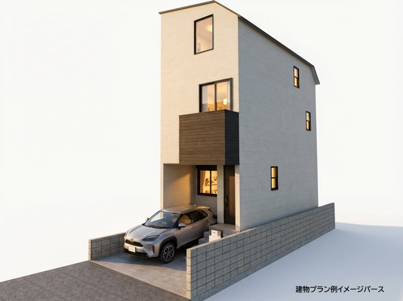 建物プラン例イメージパース（２号地）建物価格2393万円(地盤改良費、外構費は価格には含まれません。)　建物面積80.52㎡／24.35坪　