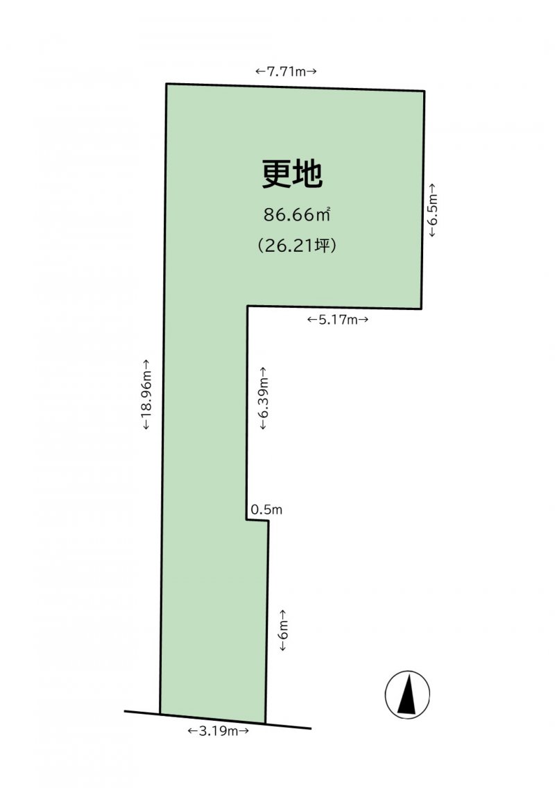 敷地図（１号地）土地価格4580万円　土地面積86.66㎡／26.21坪