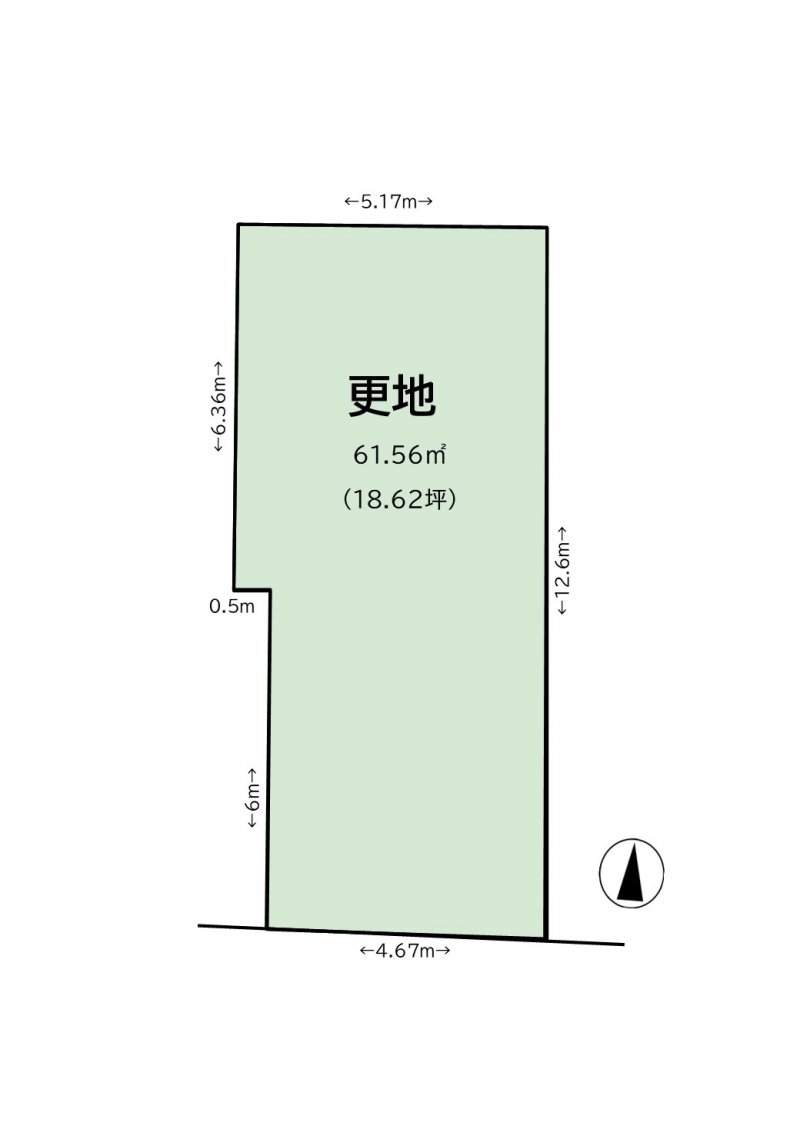 敷地図（２号地）土地価格4780万円　土地面積61.56㎡／18.62坪
