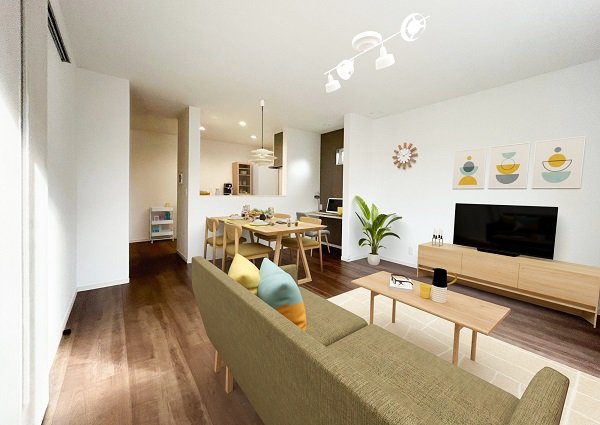 ※掲載のモデルハウス画像は、完成建物の画像にCGで家具を合成配置したものです。実際にはモデルセッティングはございませんので、ご了承ください。