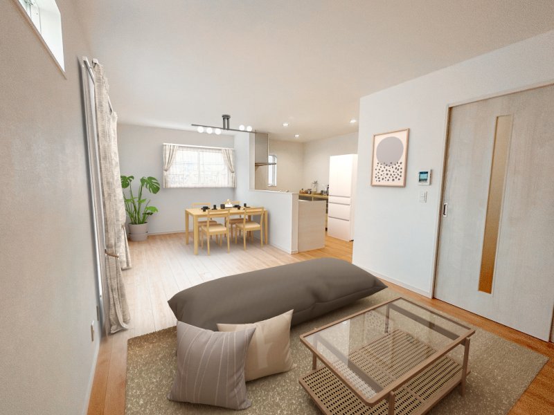 ※掲載のモデルハウス画像は、完成建物の画像にCGで家具を合成配置したものです。実際にはモデルセッティングはございませんので、ご了承ください。