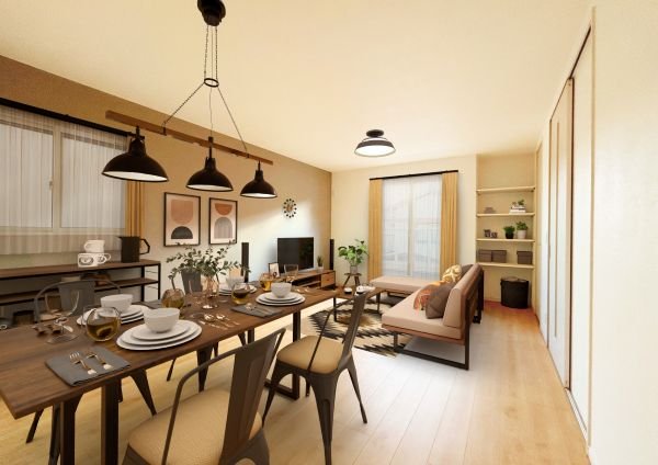 ※掲載のモデルハウス画像は、完成建物の画像にCGで家具を合成配置したものです。実際にはモデルセッティングはございませんので、ご了承ください。