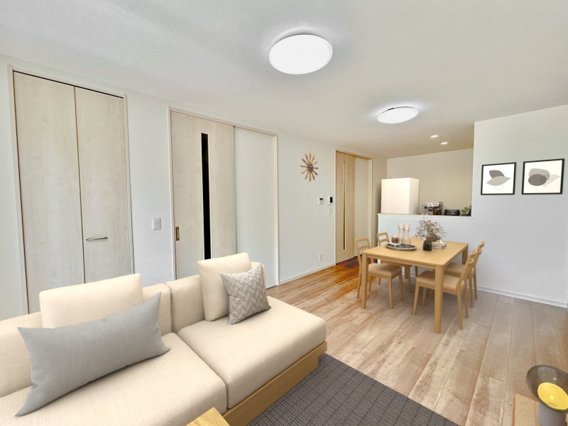 ※掲載のモデルハウス画像は、完成建物の画像にCGで家具を合成配置したものです。実際にはモデルセッティングはございませんので、ご了承ください。