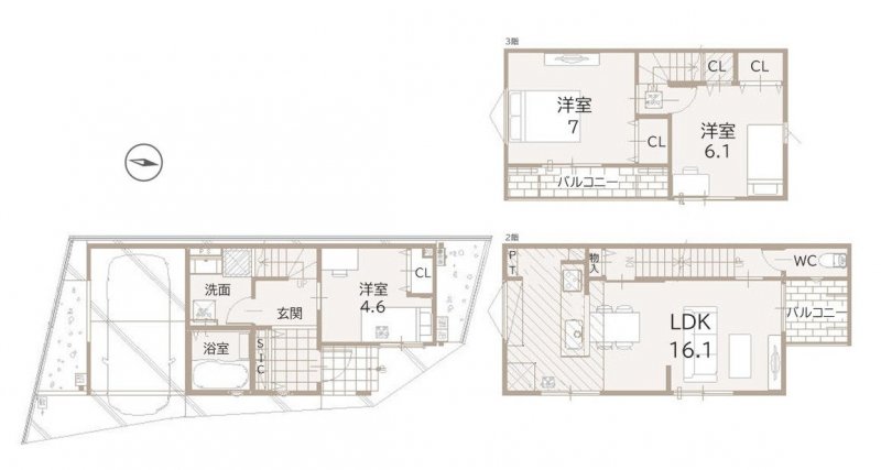  ※間取り図・パース・写真中に車や家具を掲載の場合は、配置例を示したもので実際に設置されているわけではありません。特にコメントがない場合は家具や車などは販売価格に含まれません。