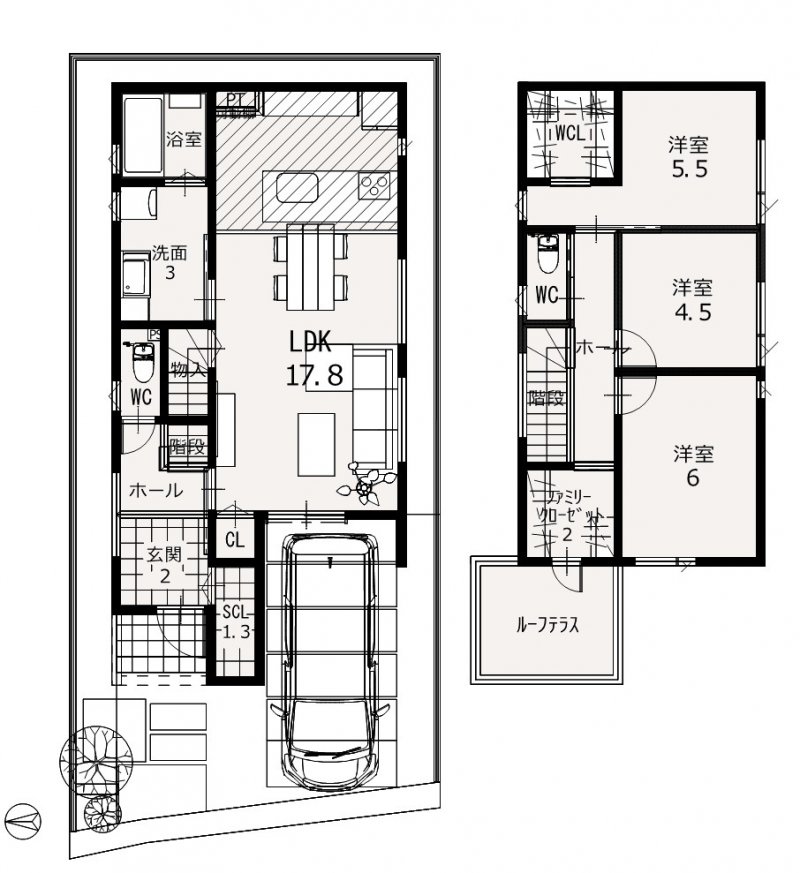【建築プラン例(1号地)】建物価格：2640万円／建延面積：92.32㎡(27.92坪)　※地盤改良費・外構工事費・水道工事費は価格には含まれません。