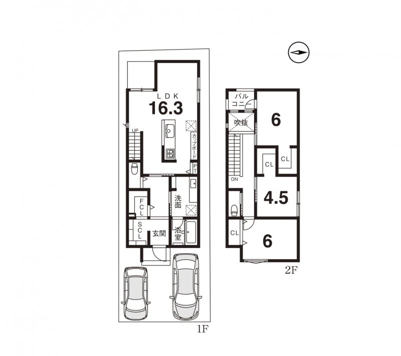 【建築プラン例】建物価格：2215万円／建延面積：94.39㎡(28.55坪)※地盤改良費・外構工事費・水道工事費は価格に含まれません。