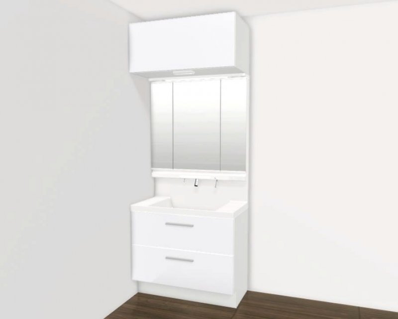 【洗面化粧台※イメージ】カウンターとボウルに継ぎ目がない一体成形なので、汚れが溜まりにくく、サッとひと拭きでお手入れ完了！