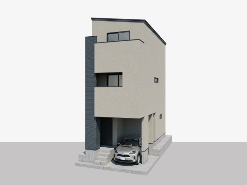 ※外観完成予想CGは図面を基に作成し、車はイメージとして配置したものです（実際には含まれません）。また、風景・建物・植栽等は実際と異なる場合がございます。