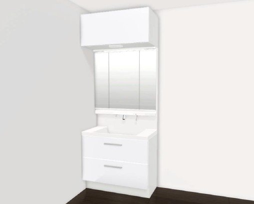 毎日使うものだから清潔な空間を保ちたい水回り。洗面化粧台にはそんな願いを解消させてくれる収納アイデアが満載です。三面鏡の裏側には小物から背の高い物まで収納できます。※画像はイメージです。