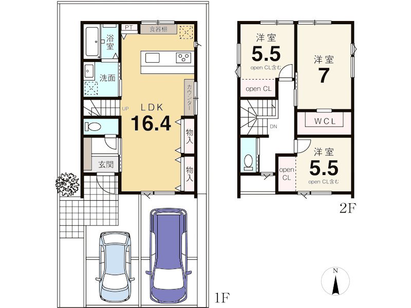 【1号地建物参考プラン】※このプランは参考です。間取りなどはお客様が自由に選択できます。