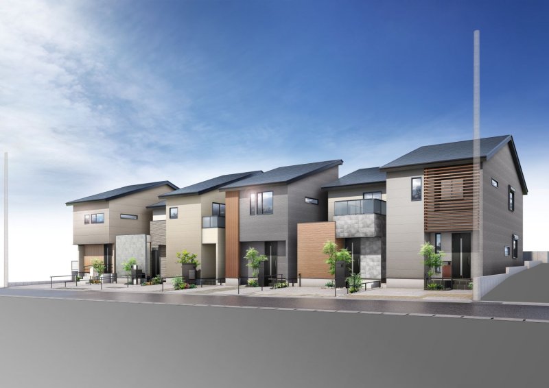 桂坤町①～⑥号地　街並み完成イメージパース ※図面を基に描き起こしたもので実際とは多少異なります。