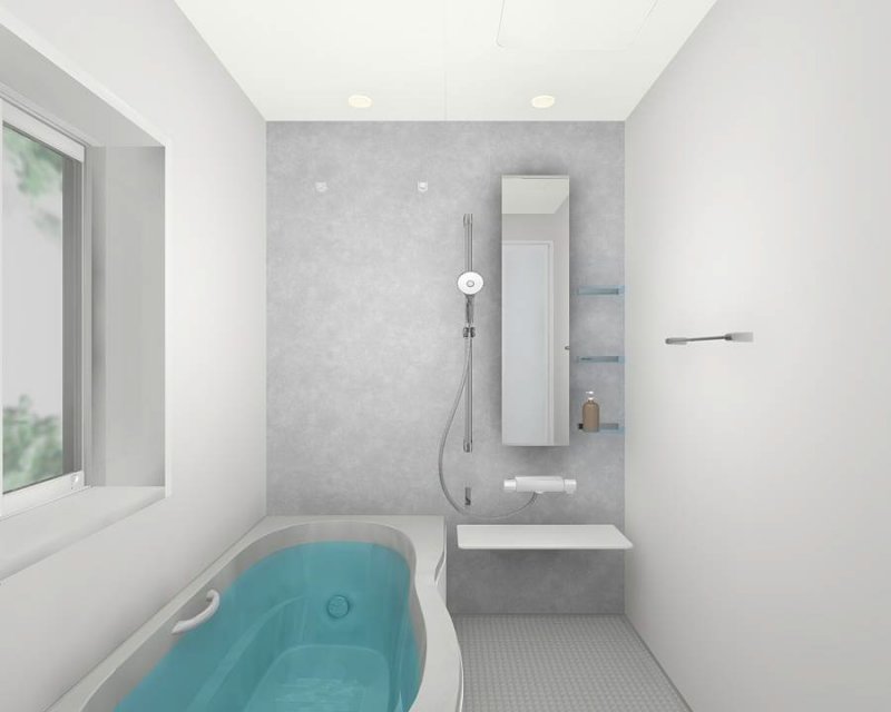 浴室：床部分は汚れにくい特殊加工と形状でお掃除ラクラク！断熱層構造で、足裏の冷たさも感じにくい快適仕様です。