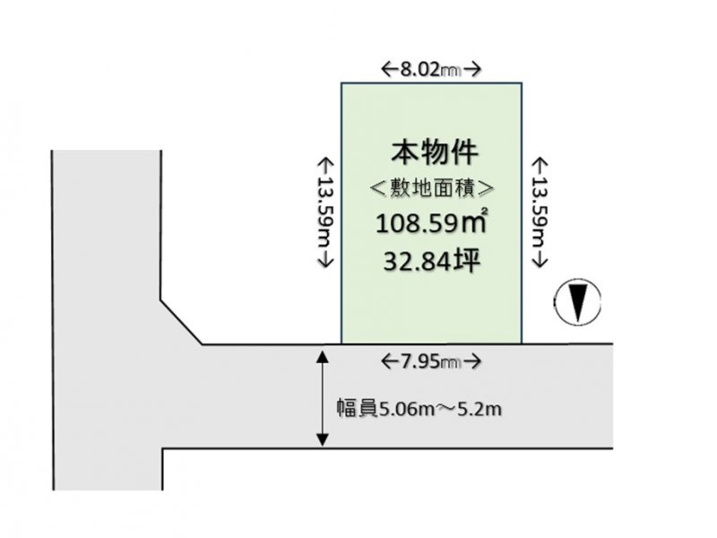 敷地面積32.84坪　間口7.95ｍ