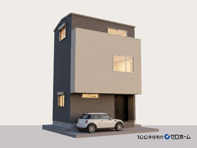 デザイン性の高いナチュラルモダンな外観。揺れを吸収して建物の損傷を抑える制震ダンパーを採用し、安心して暮らせる住まい。 ※外観完成予想CGは、図面を基に描き起こしたもので実際とは異なります。