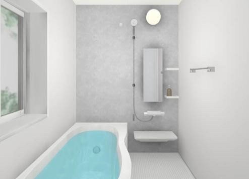 【浴室※イメージ】お子様と一緒に入っても余裕のある、1坪（1616サイズ）タイプのシステムバス。足を伸ばしてリラックスバスタイムを過ごせます。