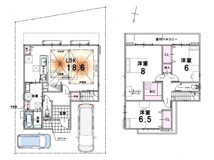 2号地建物プラン例 建物面積101.85㎡　建物価格2056万円(税込)