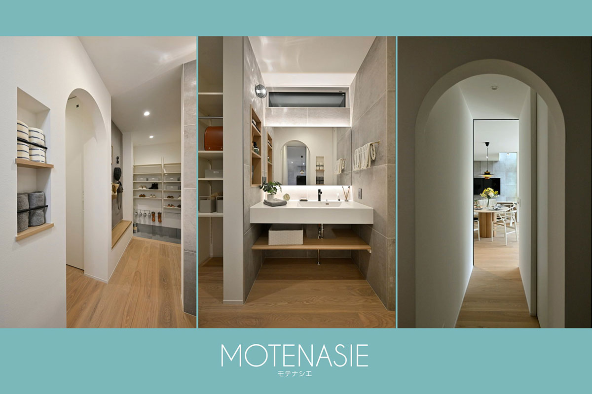 洗面室の入口にある垂れ壁