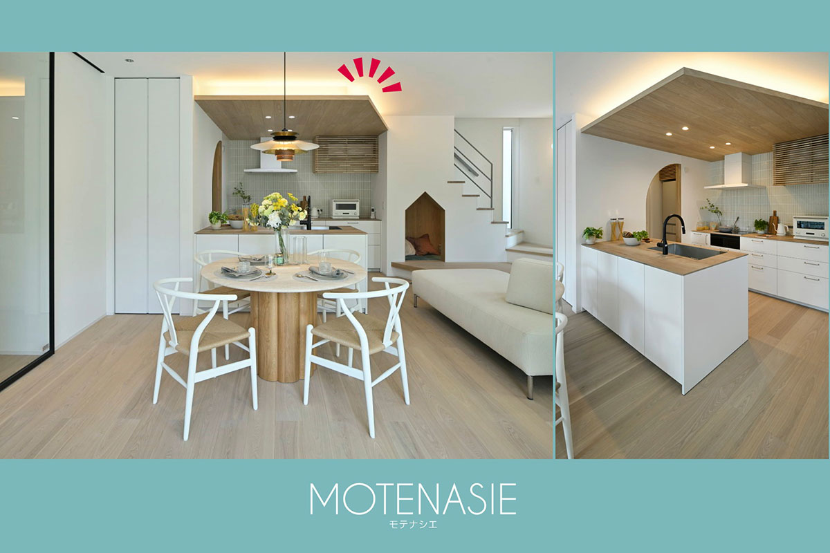 今出川住宅展示場の新モデルハウスMOTENASIE［モテナシエ］のキッチンに間接照明