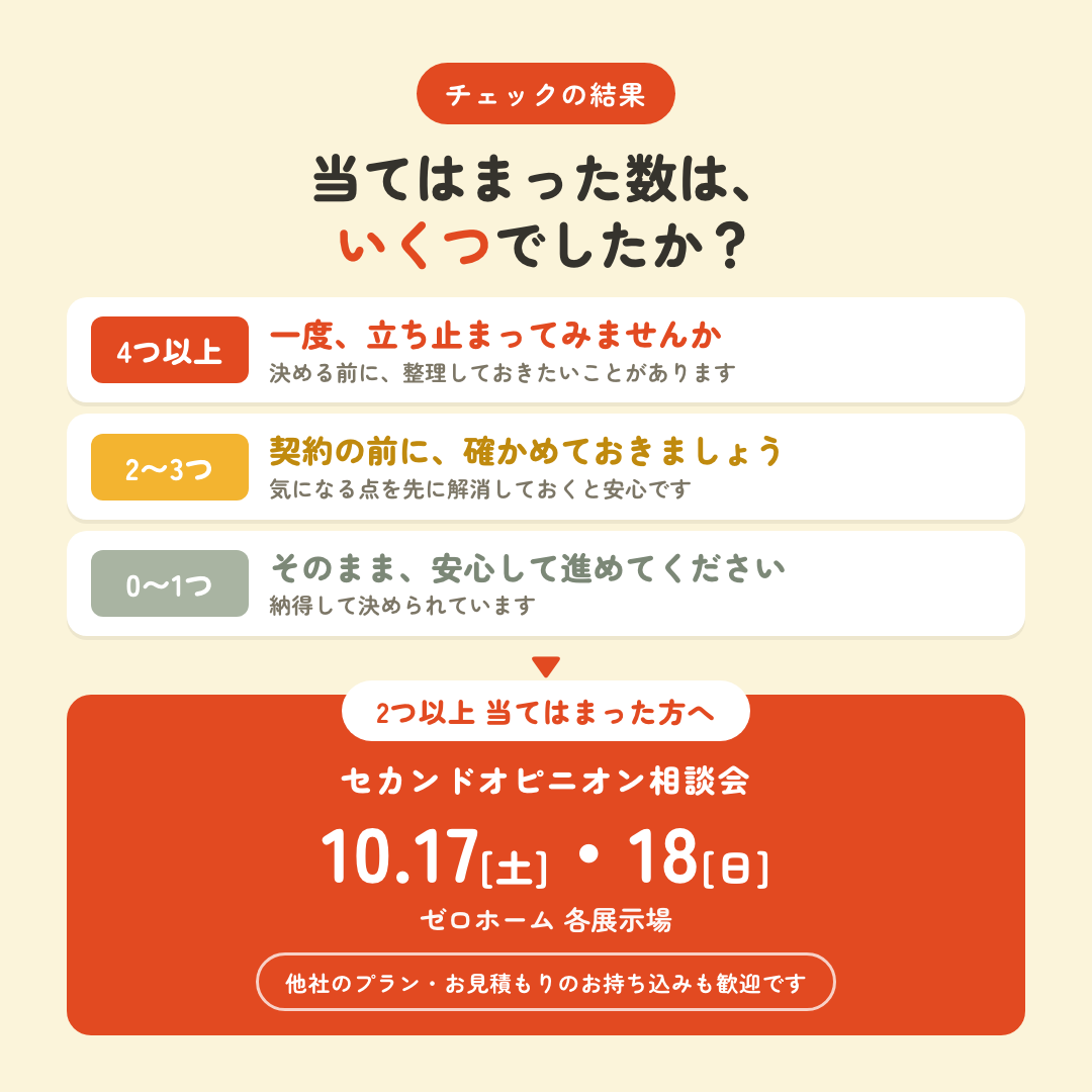 契約前チェックの結果と診断 2つ以上該当者向けセカンドオピニオン相談会10月17日18日の案内