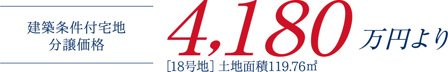 建築条件付宅地分譲価格 4,180万円より［18号地］土地面積119.76㎡