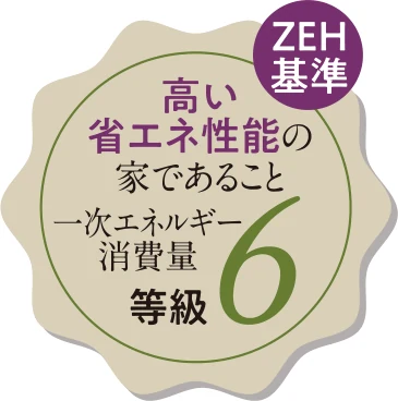ZEH基準 高い省エネ性能の家であること 一次エネルギー消費量等級6