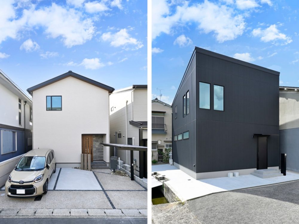 1階と2階が同じ大きさのシンプルな総二階建て外観｜建築コストを抑えるゼロホームの設計事例